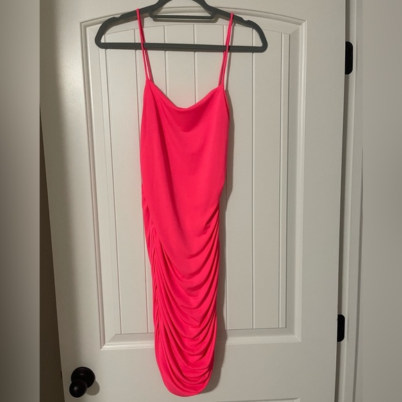 Hot Pink Ruched Dress - Picture 1 of 4
